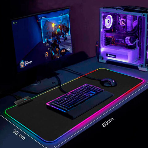 mouse pad gamer led rgb retroiluminado usb 800x300x4mm