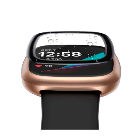 vidrio templado protector con marco 3d para fitbit versa 3