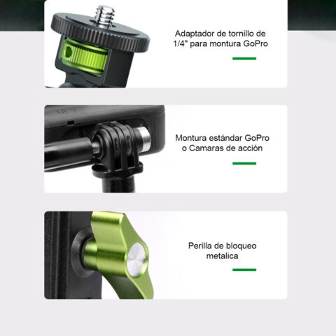 soporte con ventosa para cámara de acción celular rosca universal