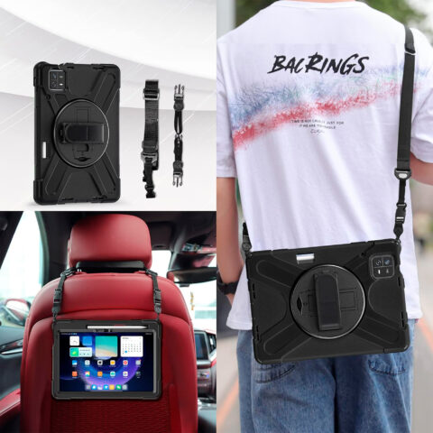 funda para ipad con portalapiz, soporte giratorio y correa para la muñeca