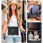 funda para ipad con portalapiz, soporte giratorio y correa para la muñeca