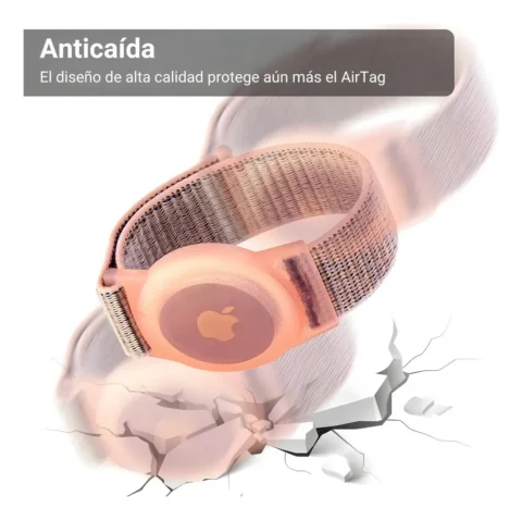 Malla Pulsera Nylon Para Airtag Localizador Apple Rosa - Imagen 5
