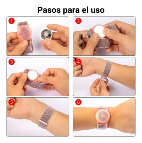 Malla Pulsera Nylon Para Airtag Localizador Apple Rosa - Imagen 7
