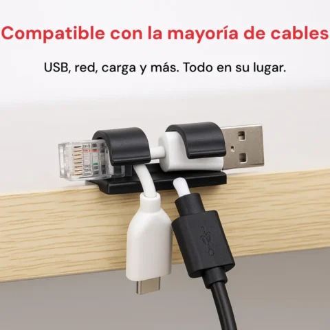 Clips Organizadores De Cables Con Pegamento 16 Piezas - Imagen 3