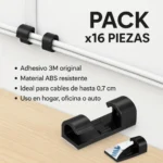 Clips Organizadores De Cables Con Pegamento 16 Piezas - Imagen 2