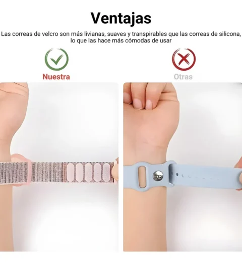 Malla Pulsera Nylon Para Airtag Localizador Apple Rosa - Imagen 6
