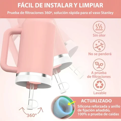 Juego Tapones Para Vasos Stanley Reutilizables Antiderrame - Imagen 2